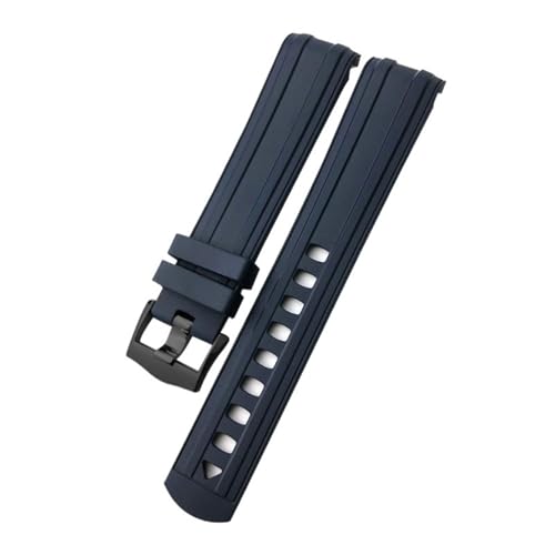 Bracelet de montre en caoutchouc de silicone fluoreux bleu 20mm souple pour montre de sport