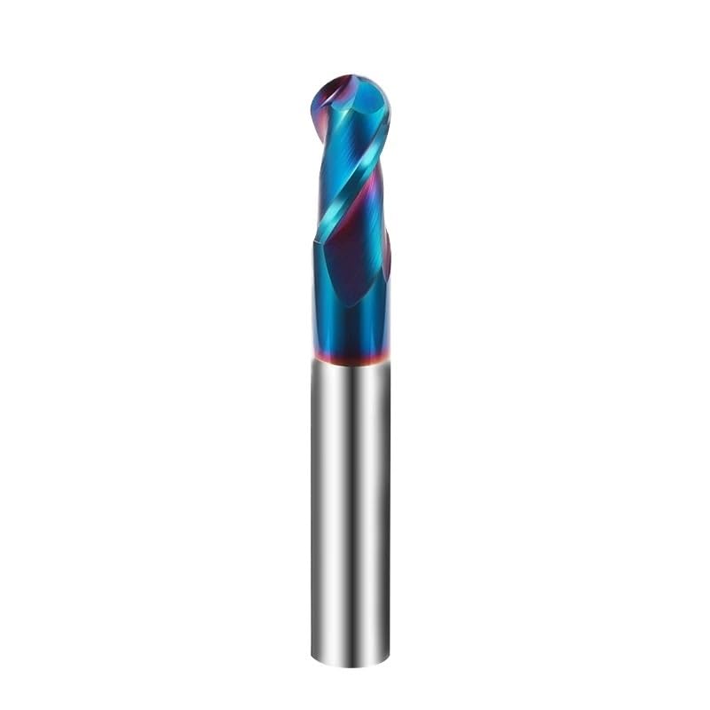 1pc Ball Nose Carbide End Mill, HRC70 2 Flutes CNC Router Bits R0.5-R6 Spiral Milling Cutter(R5x20x10Dx100)