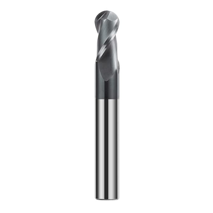 CREEYA 1 Piezas Fresa de punta redonda de metal duro 8mm, 2 dientes/2 Flautas CNC Fresas, HRC 55, Negro AlTiN revestimiento,Fresa de cabeza redonda 8mm Para Acero Metal Madera Plásticos (Ø 8mm)