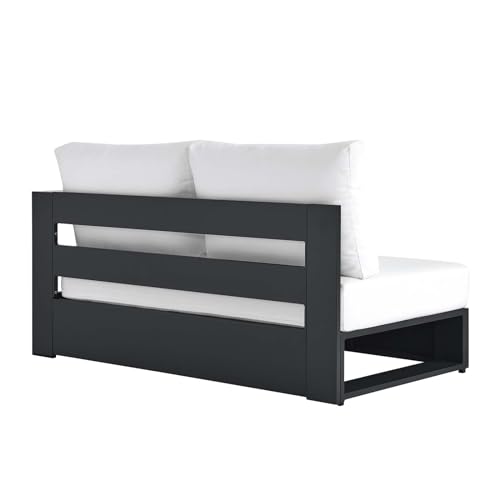 Modway Tahoe Aluminum Modular Right-Facing Outdoor Patio Loveseat in Gray White with Weather-Resistant Cushions, Couch for Garden Backyard, Poolside by Modway - Image 4