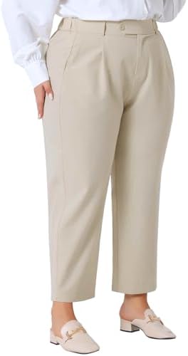 Agnes Orinda Plus Size Pants for Women Elastic High Waisted Long ...