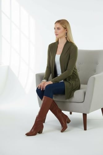 Image of ToBeInStyle Womens Open Front Long Sleeve Lightweight Asymmetrical Draped Cardigan with Side Pockets