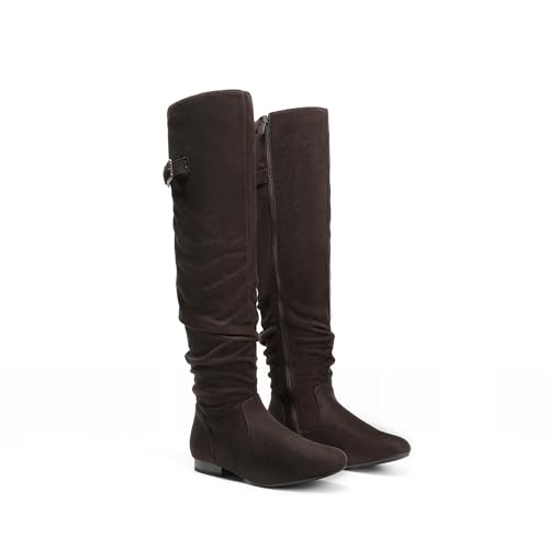 Image of DREAM PAIRS Women's Over The Knee Flats Slouch Thigh Boots
