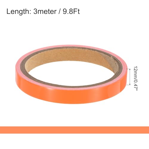 Image of uxcell 7Rolls Glow in The Dark Tape, 0.47 inch x 9.8 ft Fluorescent Adhesive Tape Luminous Tape for Stairs, Walls, Steps, Exit Sign, Home Decoration, Orange