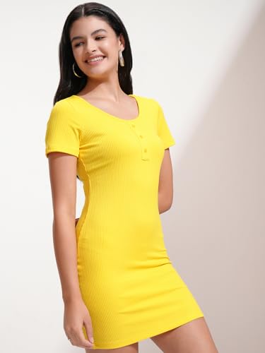 Image of Tokyo Talkies Women's Short Sleeves Round Neck Solid Dresses | Stylish Dresses | Casual Dresses