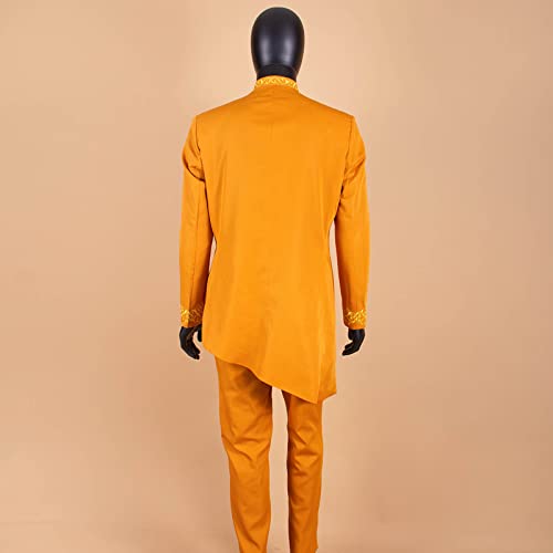 African Suits for Men Single Breasted Embroidery Blazer and Pants 2 Piece Set Dashiki Outfits Party Wedding4