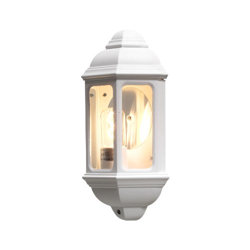Konstsmide 7011-250 Outdoor Lighting/Cagliari Flush Outdoor Wall Light/1 x 100 W E27 Max Wall Lamp/Clear Glass/Aluminium/IP43/Outside Light Matt White