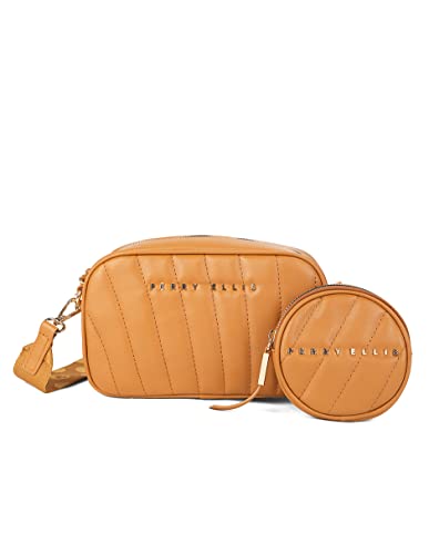 Consejos para Comprar Perry Ellis Es Buena Marca que Puedes Comprar On-line. 43 Perry Ellis A10165 Bolso crossbody para dama, color camel