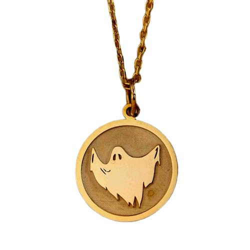 Collier pendentif pièce gravée fantôme idée cadeau unisexe idéale