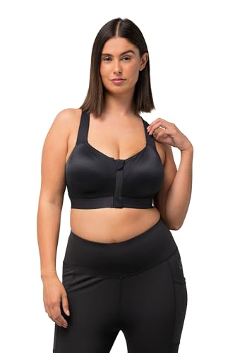Ulla Popken Damen Sport, Bügel, Front-und Rückenverschluss BH, schwarz, 105D