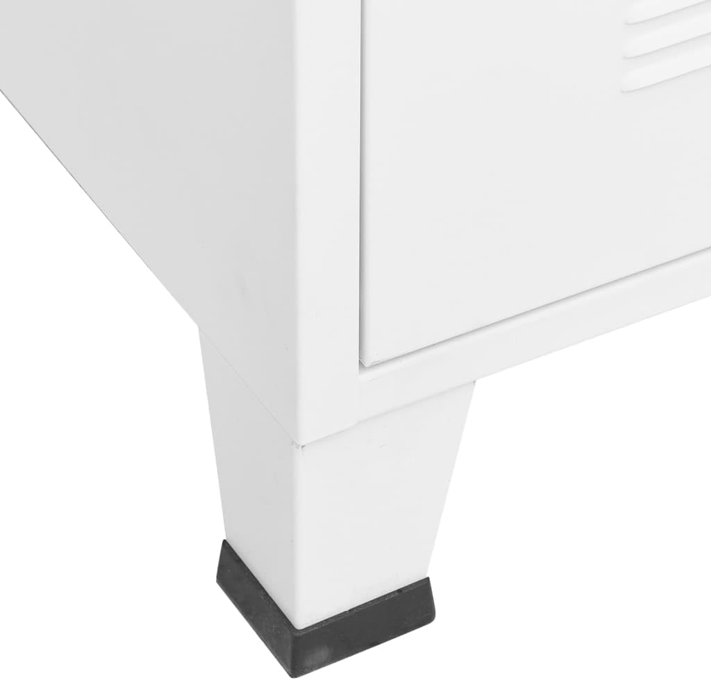vidaXL White Pre-Assembled TV Cabinet, Industrial Metal TV Stand Unit with 2 Doors & 1 Shelf, Cable Management Design