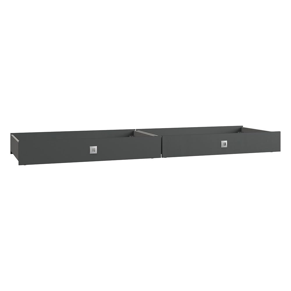 Lomadox Jugendzimmer Set 7-teilig mit Bett 90cm, 2 Bettschubkästen, Kleiderschrank, Regal, Schreibtisch, Rollcontainer in Eiche Graphit Industrial-Stil