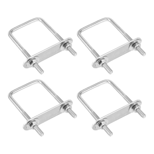 Image of DTGN M6x40x80mm U Bolts Square Kit - 4Set - 304 Stainless Steel U-Bolt Kit with Nuts, Washers, Frame Plate - Good for Pipe, Trailer, Automotive, Leaf Spring Fastener