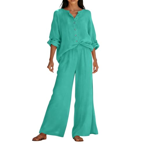 Ensemble en lin femme grande taille tenue bohème chic 2 pièces avec pantalon d'été