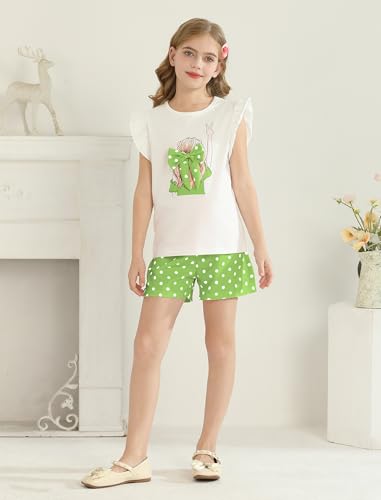 Image of Girls Summer Outfits Cute Sleeveless Top High Waisted Short Sets with Pockets Teen Girl Clothes Size 6-14 T