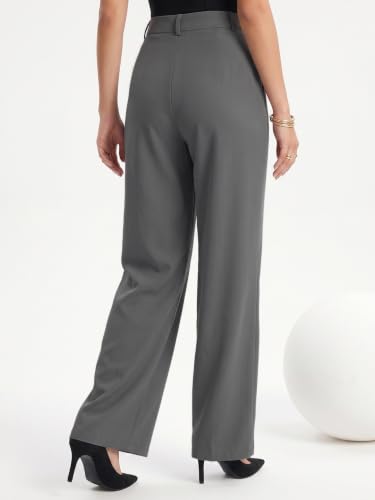 Image of Selvia Women's Solid Straight Fit Trousers, Front Pleated Formal Pants
