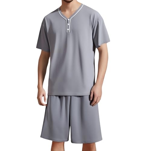 Pyjama court 2 pièces homme en coton avec t-shirt et short à poches