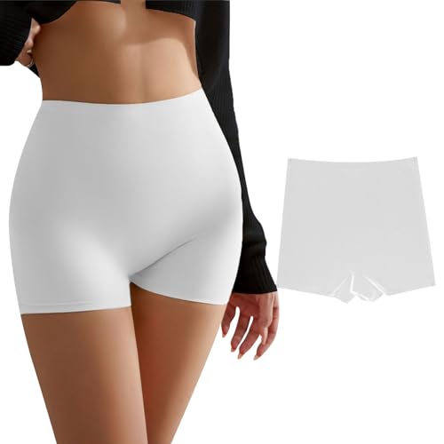 Banamic Pantalones cortos para mujer y niño, sin costuras, antirozaduras, suaves, para motociclista, 1a Blanco, M