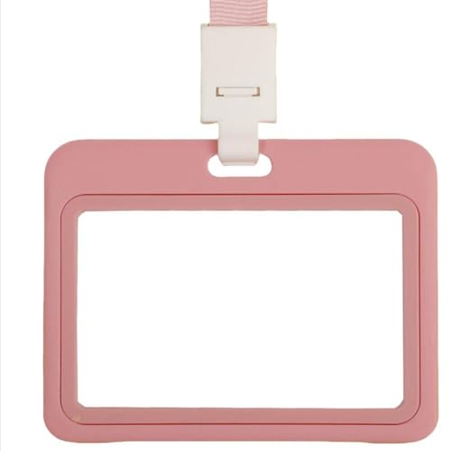 Rexcp Id Card Holder,Office,School Id,Credit Card,Double-Sided Transparent Window Horizontal Hard Shell Waterproof Card Holder(Horizontal Pink).