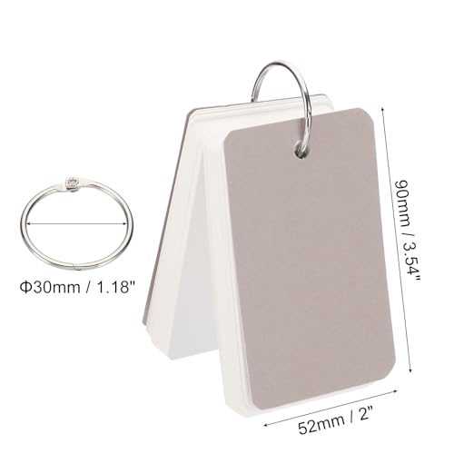 PATIKIL 10 cartões flash com anel, 8,9 x 5 cm em branco, 100 folhas em branco, cartões de índice, pe