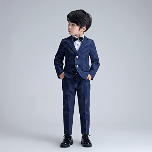 Image of LOLANTA Boys Suit Wedding Ring Bearer Outfit Kids Formal Wear Dress Clothes | Boy 3-Piece Plaid Suits, Sport Coat Blazer and Pants Set with Adjustable Bow Tie, Gentleman Birthday Party Graduation Outfits