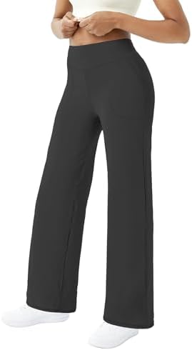 FireSwan Wide Leg Yoga Pants Women Stretch Dress Lounge Pants with Pockets High Waisted Loose Casual Trousers