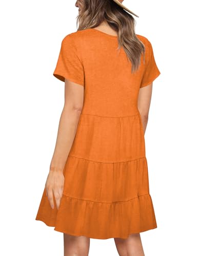 Image of Nova In Sky Women's Summer Dresses 2026 Short Sleeve V-Neck Casual Loose Swing Button Down Casual T Shirt Dresses