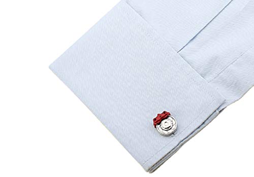 MRCUFF Brake Disc & Red Brake Caliper Sports Car Auto Racing Race Cufflinks in a Presentation Gift Box & Polishing Cloth3