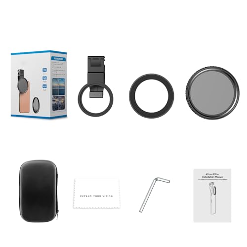 Filtre ND2-ND400 réglable pour smartphone avec anneau adaptateur