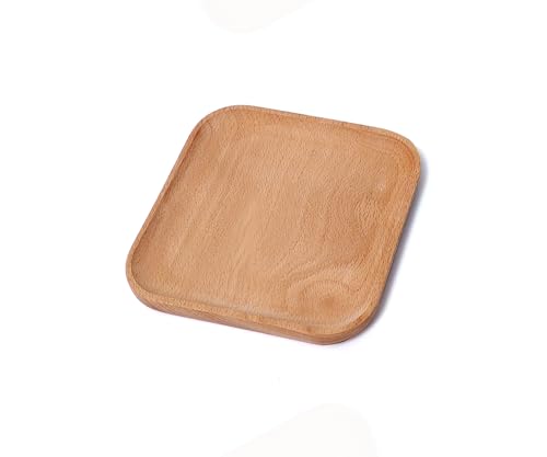 VSUINGO Small Square Wooden Tray – 5.9 Inch Decorative Tray for Coffee Table, Ottoman, Serving Food, Snacks, or as Cup Coaster – Snack Tray, Mini Serving Platter, Bathroom Countertop Organizer