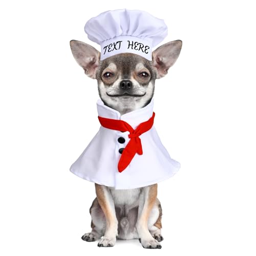 Disfraz personalizado chef para perro con gorro y babero miniatura 2