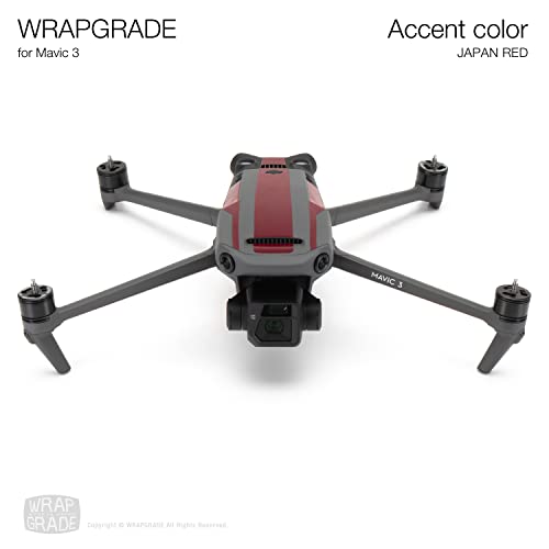 Image of WRAPGRADE Partial Skin Stickers for DJI Mavic 3 / Mavic 3 Classic Accent Color (JAPAN RED)