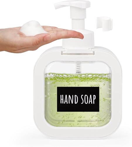 Image of Foaming Soap Dispenser Bottle - 300ml Refillable Pump Container for Hand Soap, Shampoo, Face Cleanser & More - Modern Square Design for Bathroom, Kitchen, Travel Use 1pc White