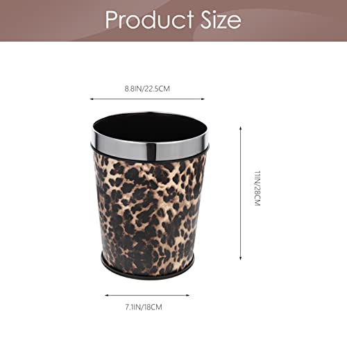 Operitacx Office Decor Open Trash Can Leopard Pattern Garbage Basket Round Garbage Bin Vintage Paper Waste Container Trash Container For Home Office Living Room 8L Home Decor #TOP1
