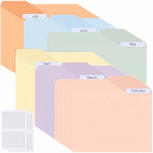 Moinchore 48 Pack Plastic File Folders, Light Colored, Classic