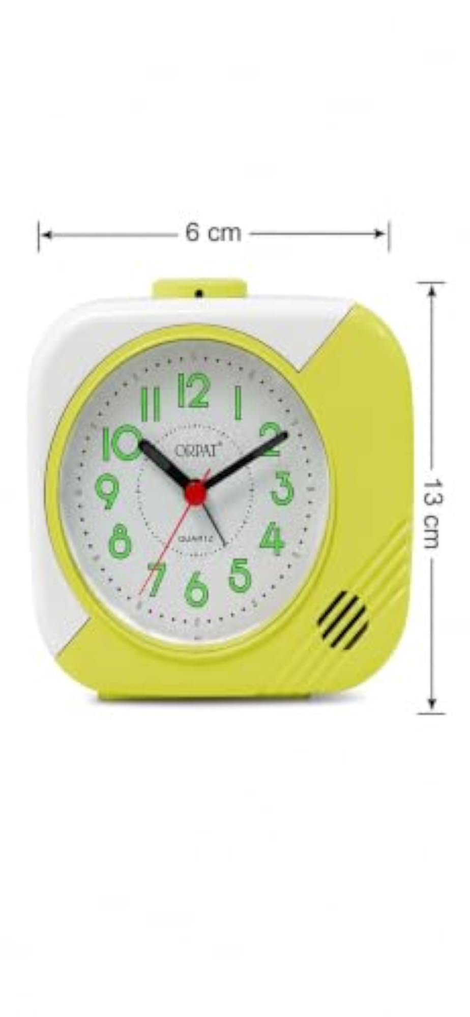 Plastic Orpat Alarm Analog Table Clock, Yellow