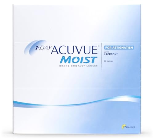ACUVUE 1-DAY Acuvue MOIST for ASTIGMATISM - Lenti a contatto giornaliere; protezione UV;-4.00 diottrie; Cilindro -1.75 ; Asse 30 ; BC 8.5; DIA 14.50; 90 lenti