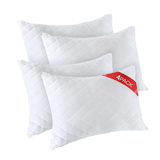 Diamond Elegant Bed Pillows for Sleeping Queen Size 4 Pack Pillows, Hotel Pillows for Side Back & Stomach Sleepers, 100% Cotton Cover, Microfiber Washable Queen Pillows Set of 4