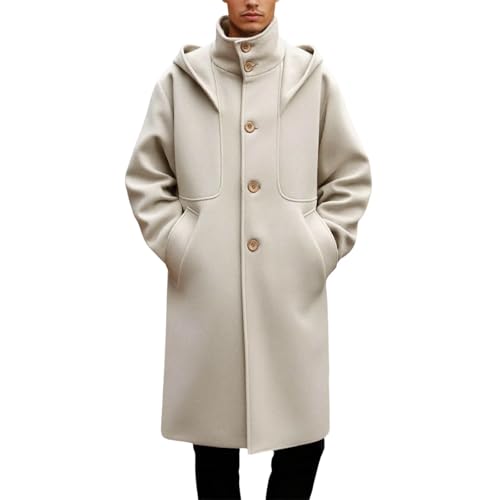 Celanisai Manteau de pluie pour homme - Imperméable - Long - Trench - Léger et chaud - Avec poches - Couleur unie - Trench - Coupe-vent - Veste de moto -...