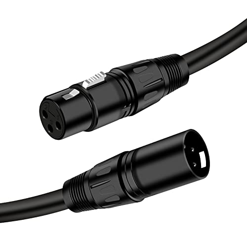 XLR Microphone Cable 10ft, XLR Male to XLR Female 3 Pin Balanced Mic Cable Compatible Powered Speaker Systems and Audio