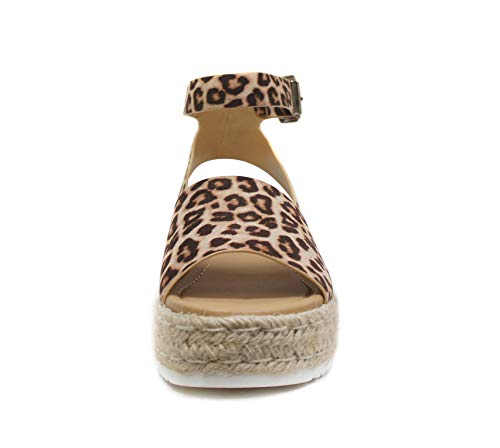 Image of Soda Topic Open Toe Buckle Ankle Strap Espadrilles Flatform Wedge Casual Sandal