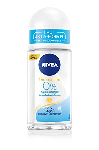 NIVEA Fresh Summer Deo Roll-On (50ml), Deo ohne Aluminium (ACH) mit sommerlichem Duft und erfrischender Formel, Deodorant mit 48h Schutz und sanfter Pflege