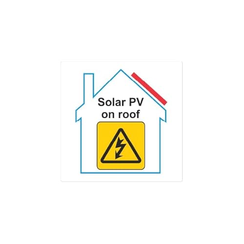 iSigns Warning Signs (Solar PV On Roof), Pack of 10, 100x100mm, Over-Laminated Self-Adhesive Safety Sticker, British HSE Standards Approved