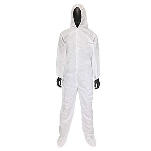 West Chester C3809 PosiM3 Coverall - [Pack of 25] White, XX-Large, Safety Wear Overall with Elastic Wrist, Ankle, Attached Hood & Boots