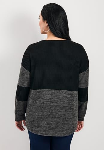 Women's Plus Size Leisure Splice Hacci Top2