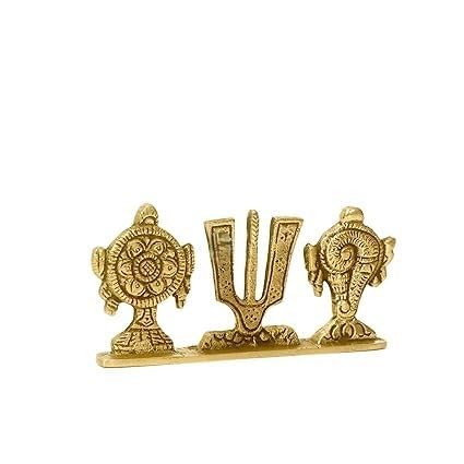 Estatua Sangu Chakra Namam Latón Dorado 4 Pulgadas