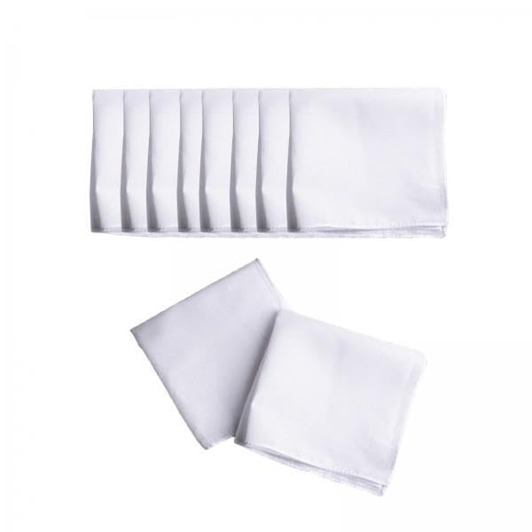 4x10 Pieces Cotton Hanky for Men Suit Solid White Handkerchiefs for DIY Crafts 20cmx20cm-image-42