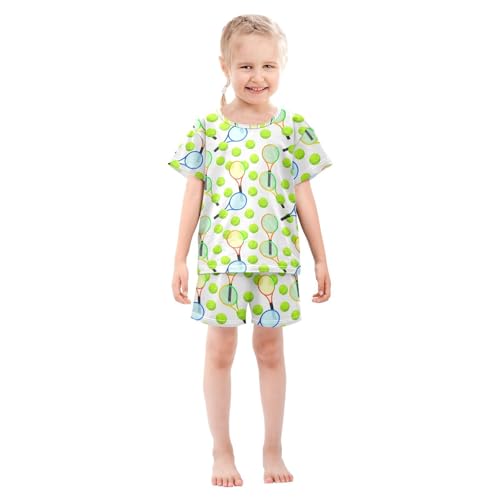 Tennis Ball White Pajama Set Short Sleeve Summer Pajamas Shorts Sets PJ Clothes Set Soft 5Y3