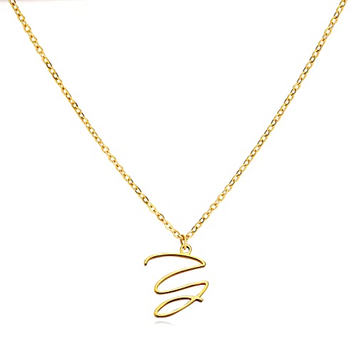 [Pixy Jewelry] �A���t�@�x�b�g �C�j�V���� �y���_���g�l�b�N���X �M�L�� 316L �T�[�W�J���X�e�����X Stainless �����A�����M�[�Ή� ���S ���f�B�[�X ��×p ���A�� �V���v�� ���ɗD���� �N���X�}�X �S�[���h (Y)