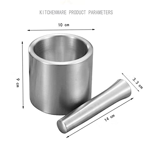 Fladess Brushed Stainless Steel Mortar And Pestle,Spice Grinder Pill Crusher,With Non-Slip Base And Comfortable Grip,Can Be Used For Crushing Design #TOP5